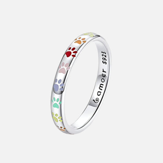 Sterling zilveren ring met pootafdruk.